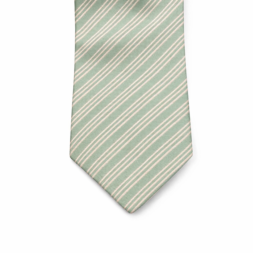 Corneliani Mint and Cream Striped Tie